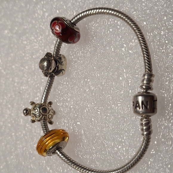 Pandora Jewelry - Vintage Pandora Charm Bracelet with Charms 925